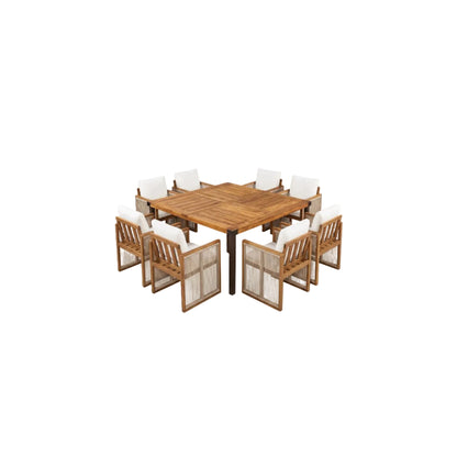 9‑Piece Acacia Wood Outdoor Patio Dining Set