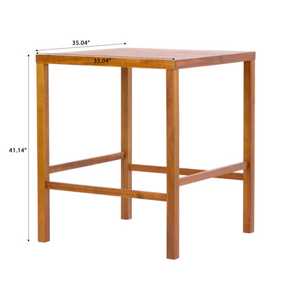 Acacia Wood Bar‑Height Patio Dining Set — 5‑Piece Square Table & Woven Bar Chairs