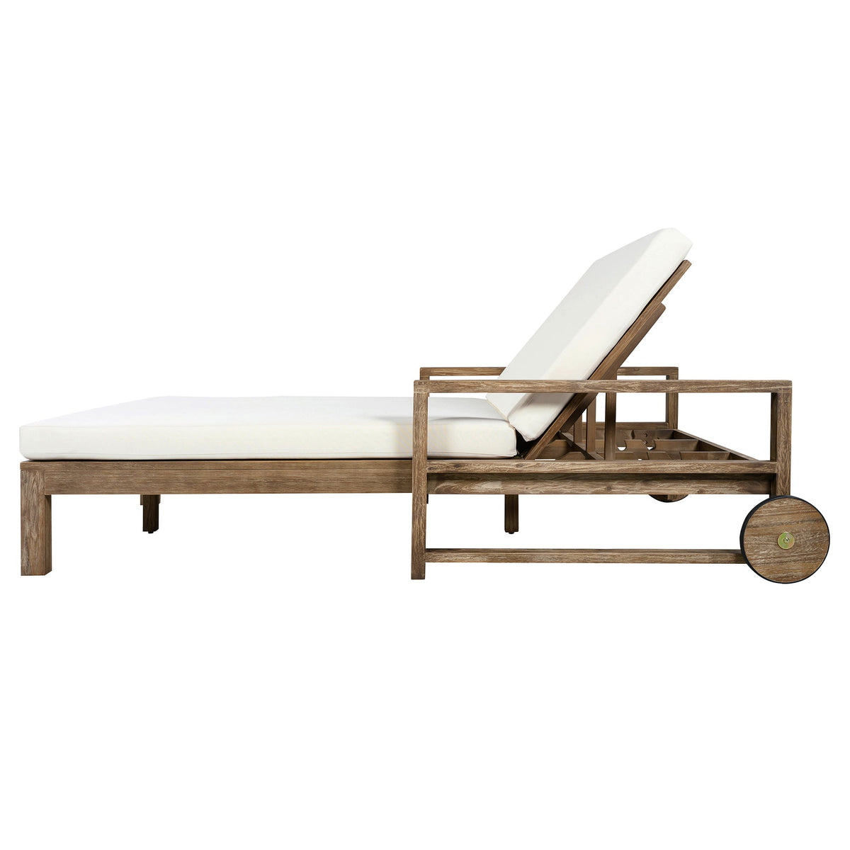 TREXM 1‑Piece Farmhouse Wooden Outdoor Sunbed for 2