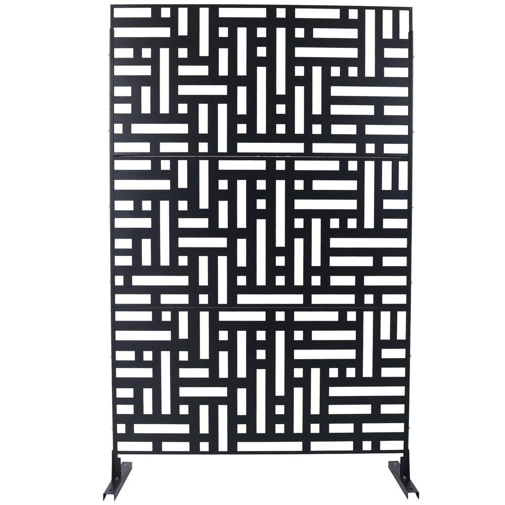 4 Ft. X 6.33 Ft. Black Outdoor and Indoor Freestanding Metal Privacy Screen Fence Panels outside Garden(Not Composite)