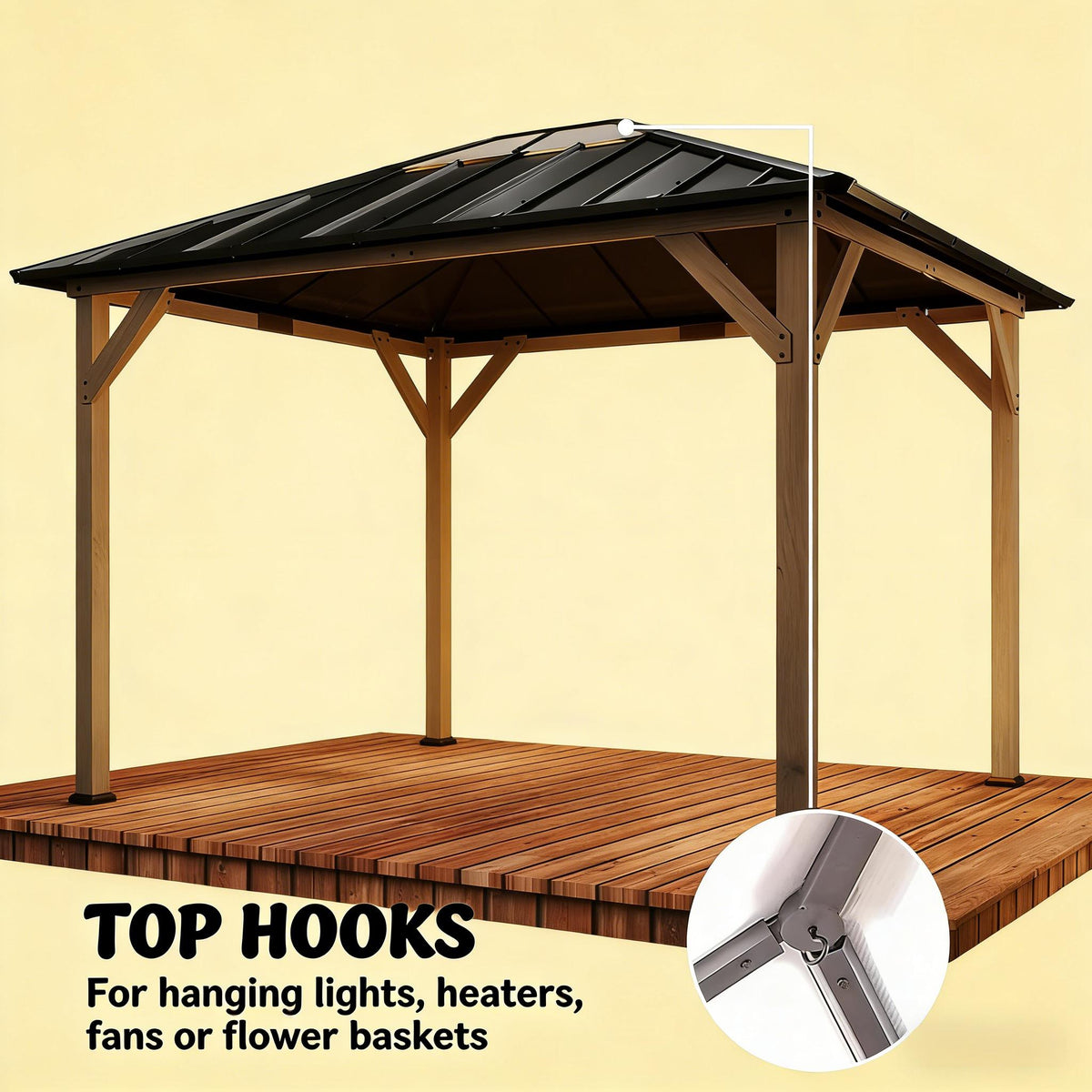 Hardtop Gazebo with Fir Wood Frame
