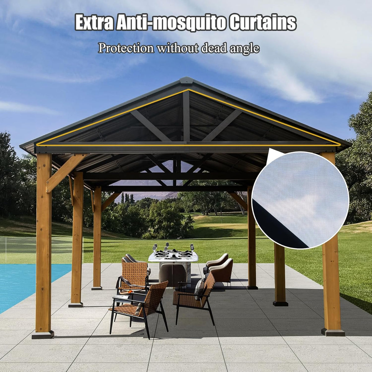 Cedar Wood Wall-Mounted Hardtop Gazebo