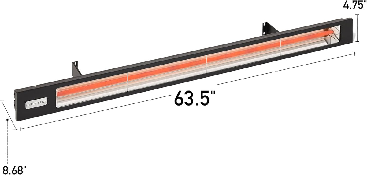 SL-4024 BL Slimline Series Single Element Electric Patio Heater 63.5" Long, 4000 Watts, 240 Volts, Black Finish