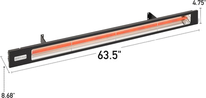 SL-4024 BL Slimline Series Single Element Electric Patio Heater 63.5" Long, 4000 Watts, 240 Volts, Black Finish