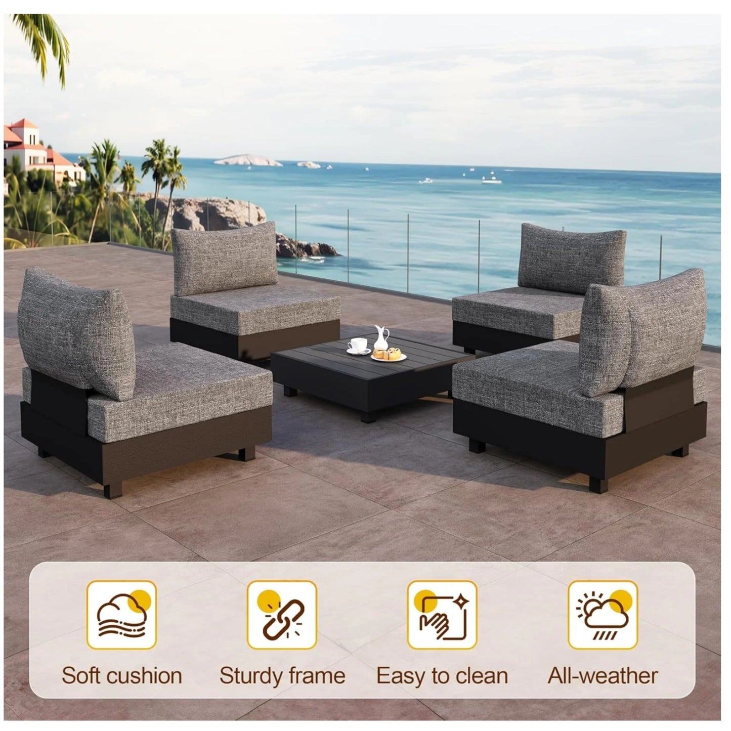 5-Piece Aluminum Patio Furniture Set