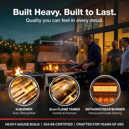 49'' Stainless Steel Standard Grill Featuring Infrared Back Burner