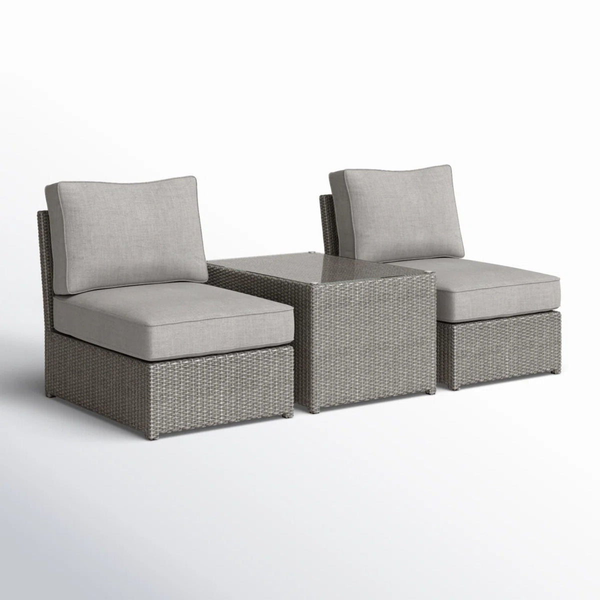 Modern Wicker Outdoor Seating Set with Cushions – Aluminum Frame & HDPE Wicker 3-Piece