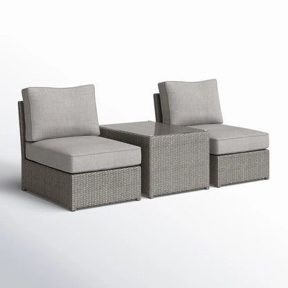 Modern Wicker Outdoor Seating Set with Cushions – Aluminum Frame & HDPE Wicker 3-Piece