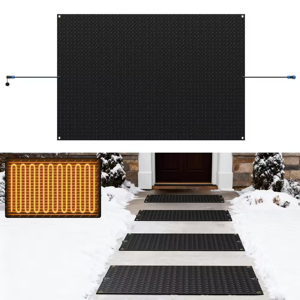 Heated Snow Melting Mat 40 In. X 60 In. Entrance Snow Melt Mat/10 In. Power Cord Snow Melting Heat Mat for Snow Removal