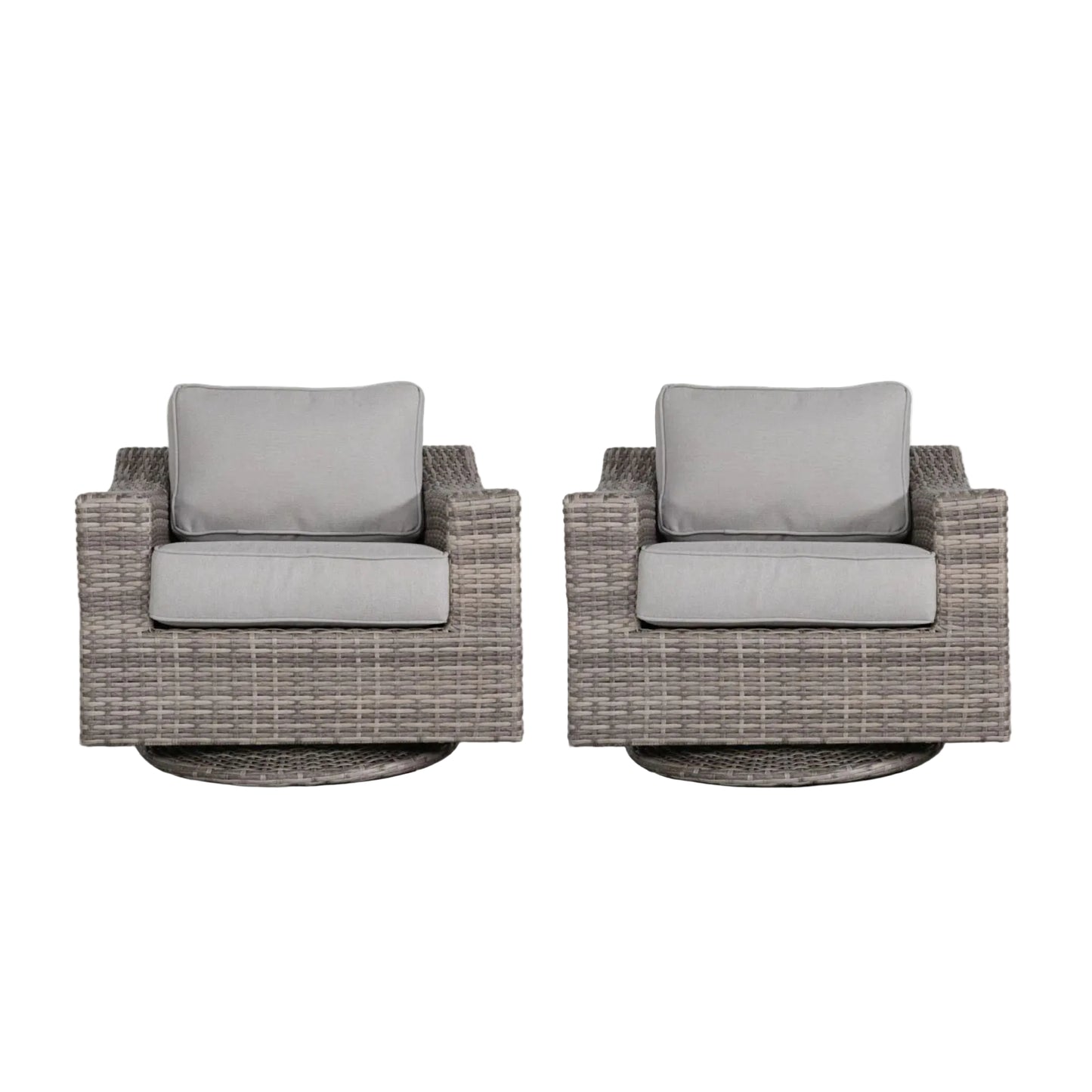 Swivel Patio Chair With Luxurious Cushions Perfect For Outdoor Relaxation (Set of 2) - Gray Mix