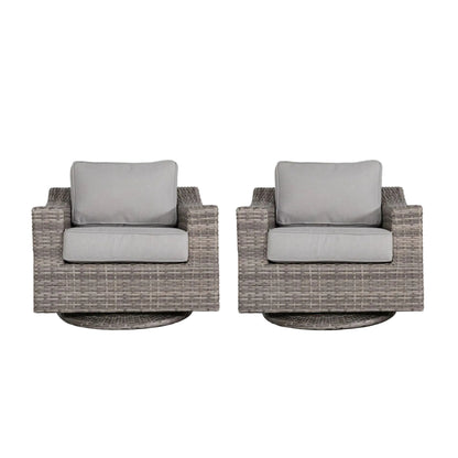 Swivel Patio Chair With Luxurious Cushions Perfect For Outdoor Relaxation (Set of 2) - Gray Mix