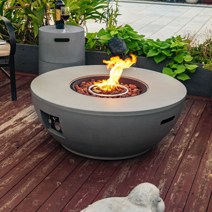 36" Round Steel Propane Fire Pit Table – 50,000 BTU Concrete Finish