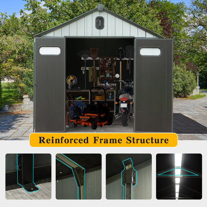 8' x 6' Resin Outdoor Storage Shed with Lockable Door - Taupe/Gray