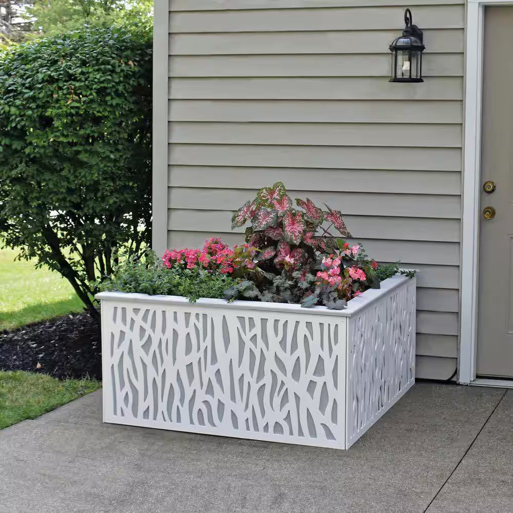 2 Ft. X 4 Ft. Sprig White Polypropylene Decorative Screen Panel