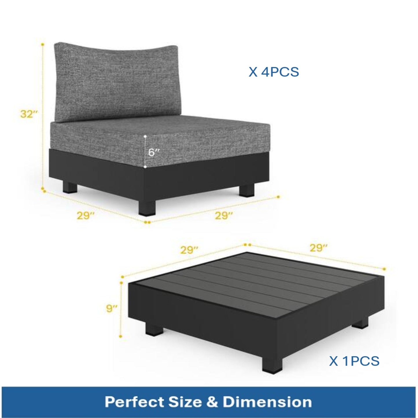 5-Piece Aluminum Patio Furniture Set