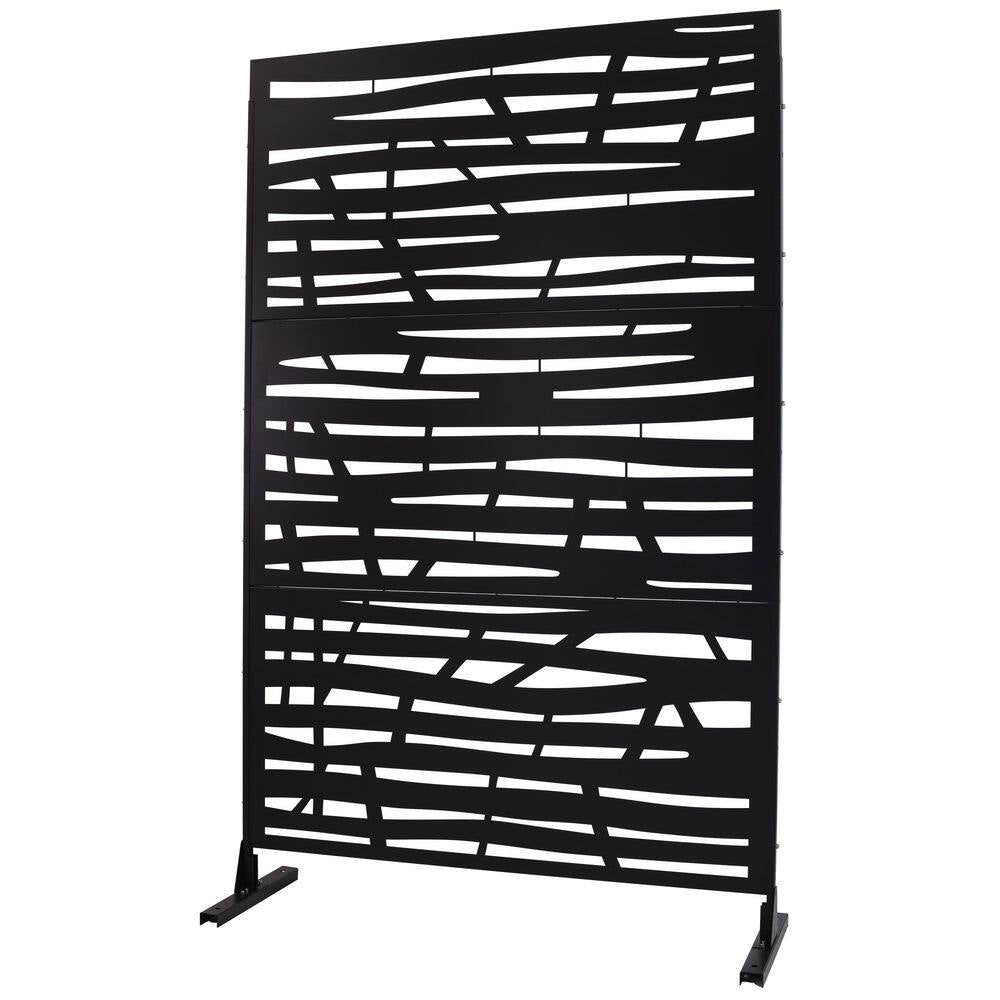 4Ft. X 6.33Ft. Black Outdoor and Indoor Freestanding Metal Privacy Screen Fence Panels for Lawn Garden (Not Composite)