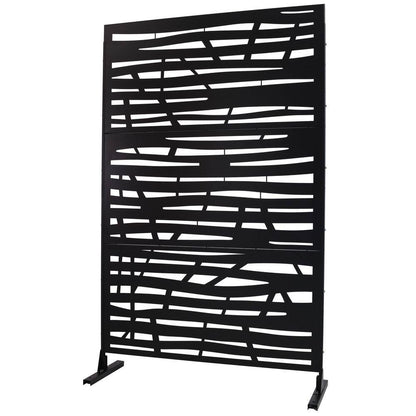 4Ft. X 6.33Ft. Black Outdoor and Indoor Freestanding Metal Privacy Screen Fence Panels for Lawn Garden (Not Composite)
