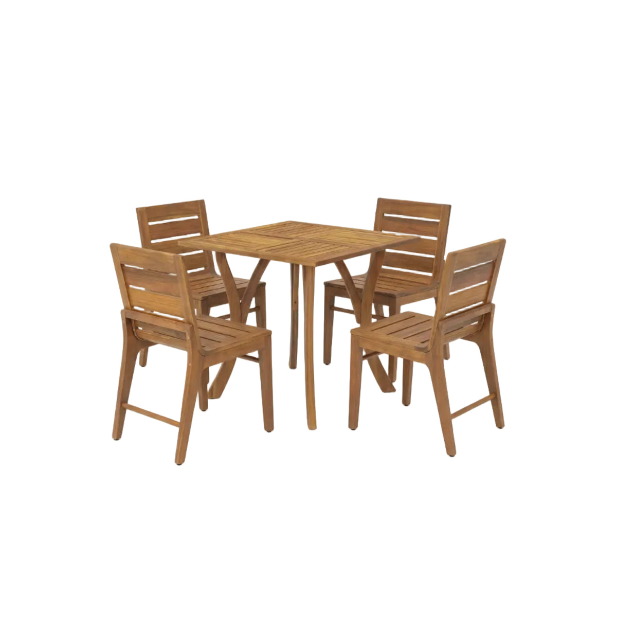 Acacia Wood 5-Piece Patio Dining Set with Rectangular Table - Teak