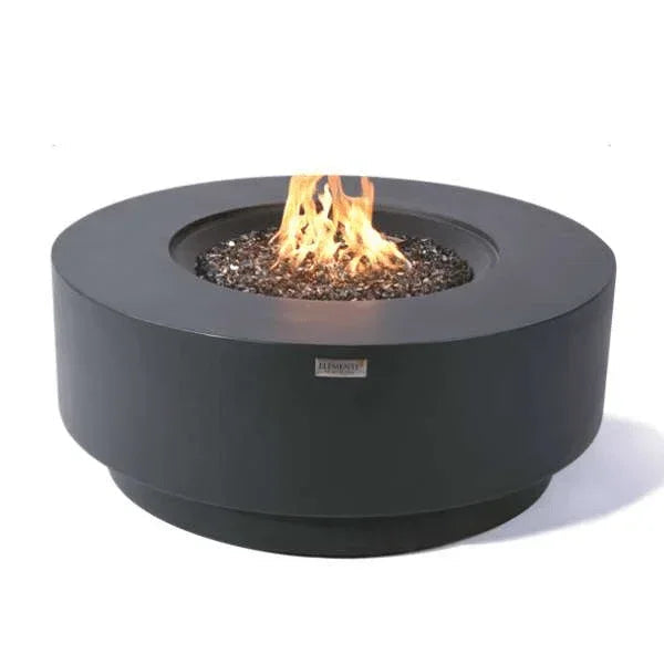 Elementi Plus Nimes Fire Table OFG414DG – Round GFRC Fire Pit, 60,000 BTUs, Stainless Steel Burner & Aluminum Lid
