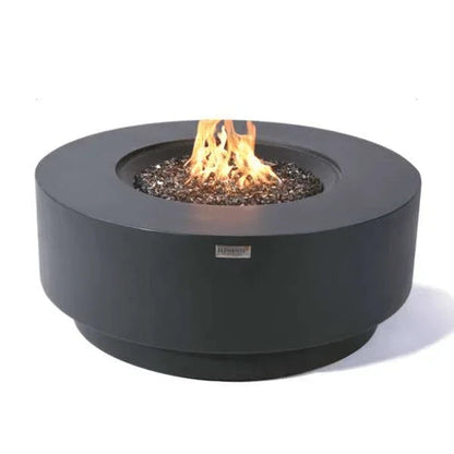 Elementi Plus Nimes Fire Table OFG414DG – Round GFRC Fire Pit, 60,000 BTUs, Stainless Steel Burner & Aluminum Lid