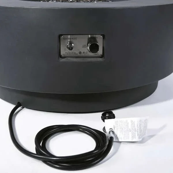 Elementi Plus Nimes Fire Table OFG414DG – Round GFRC Fire Pit, 60,000 BTUs, Stainless Steel Burner & Aluminum Lid