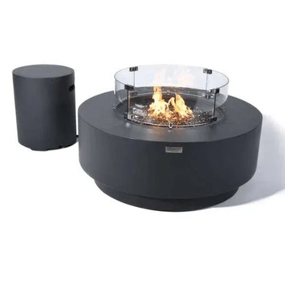 Elementi Plus Nimes Fire Table OFG414DG – Round GFRC Fire Pit, 60,000 BTUs, Stainless Steel Burner & Aluminum Lid