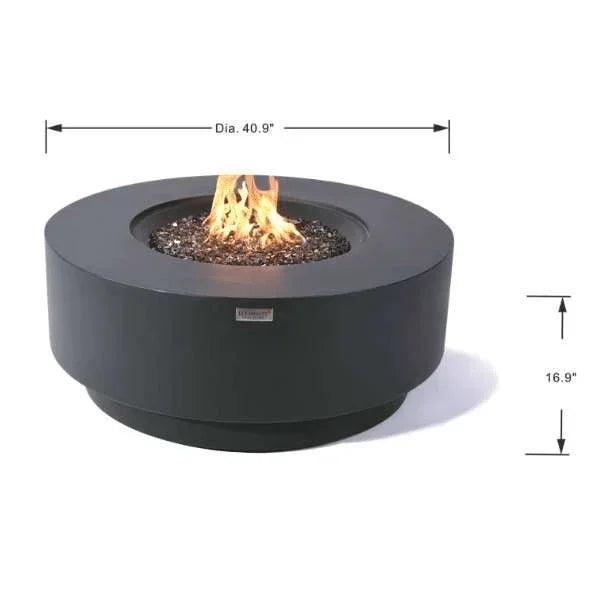 Elementi Plus Nimes Fire Table OFG414DG – Round GFRC Fire Pit, 60,000 BTUs, Stainless Steel Burner & Aluminum Lid