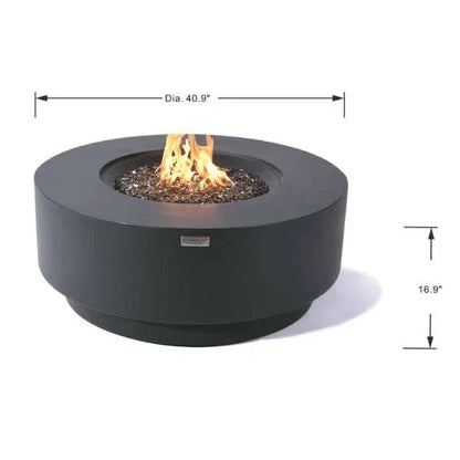 Elementi Plus Nimes Fire Table OFG414DG – Round GFRC Fire Pit, 60,000 BTUs, Stainless Steel Burner & Aluminum Lid