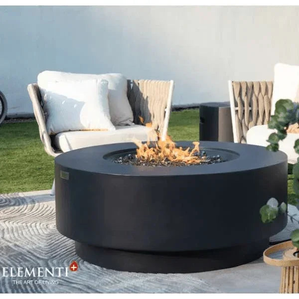 Elementi Plus Nimes Fire Table OFG414DG – Round GFRC Fire Pit, 60,000 BTUs, Stainless Steel Burner & Aluminum Lid