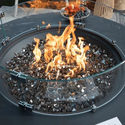 Elementi Plus Nimes Fire Table OFG414DG – Round GFRC Fire Pit, 60,000 BTUs, Stainless Steel Burner & Aluminum Lid