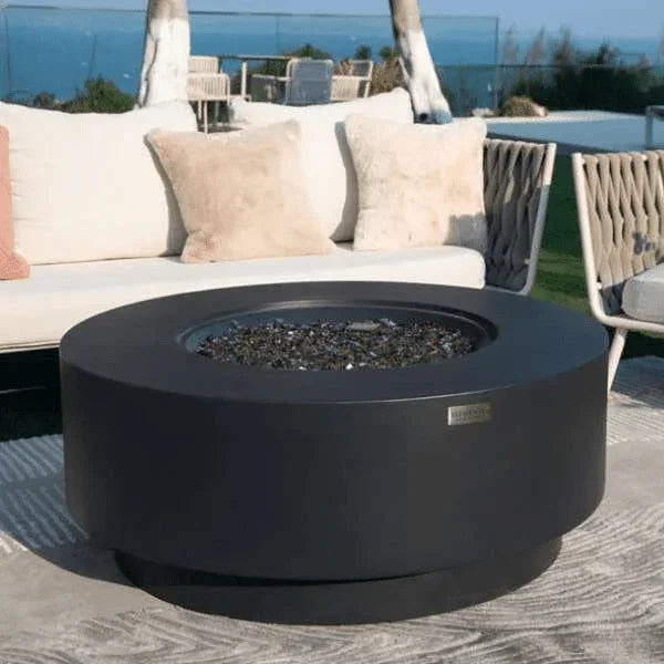 Elementi Plus Nimes Fire Table OFG414DG – Round GFRC Fire Pit, 60,000 BTUs, Stainless Steel Burner & Aluminum Lid