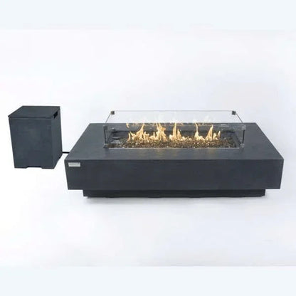 Elementi Plus Positano Fire Table OFG415DG – GFRC Fire Pit, 60,000 BTUs, 30" Stainless Steel Burner & Aluminum Lid