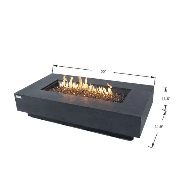 Elementi Plus Positano Fire Table OFG415DG – GFRC Fire Pit, 60,000 BTUs, 30" Stainless Steel Burner & Aluminum Lid