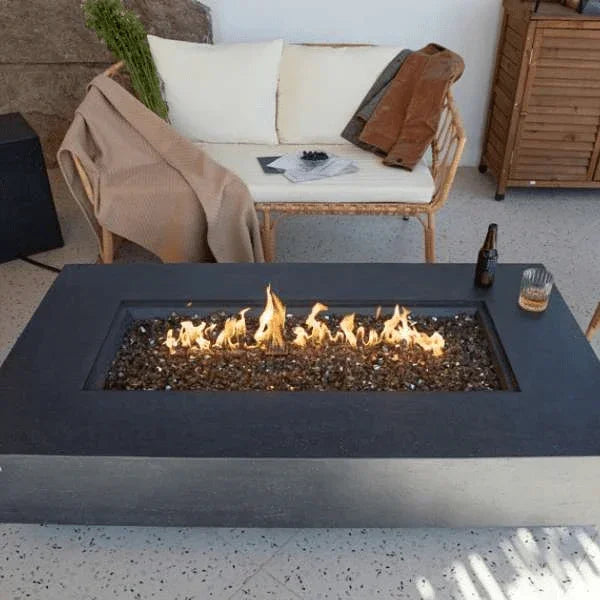 Elementi Plus Positano Fire Table OFG415DG – GFRC Fire Pit, 60,000 BTUs, 30" Stainless Steel Burner & Aluminum Lid