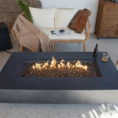 Elementi Plus Positano Fire Table OFG415DG – GFRC Fire Pit, 60,000 BTUs, 30" Stainless Steel Burner & Aluminum Lid