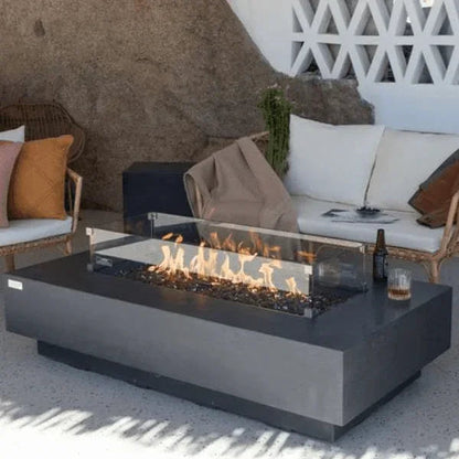 Elementi Plus Positano Fire Table OFG415DG – GFRC Fire Pit, 60,000 BTUs, 30" Stainless Steel Burner & Aluminum Lid