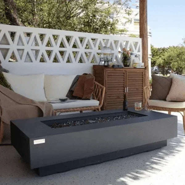 Elementi Plus Positano Fire Table OFG415DG – GFRC Fire Pit, 60,000 BTUs, 30" Stainless Steel Burner & Aluminum Lid