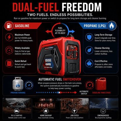 4500W Dual-Fuel Electric-Start Portable Inverter Generator