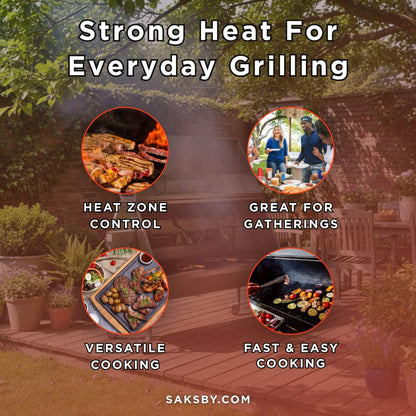 Stainless Steel Propane & Charcoal BBQ Rotisserie Grill – Dual‑Fuel Outdoor Roaster with 50W Motor & Heavy‑Duty Casters