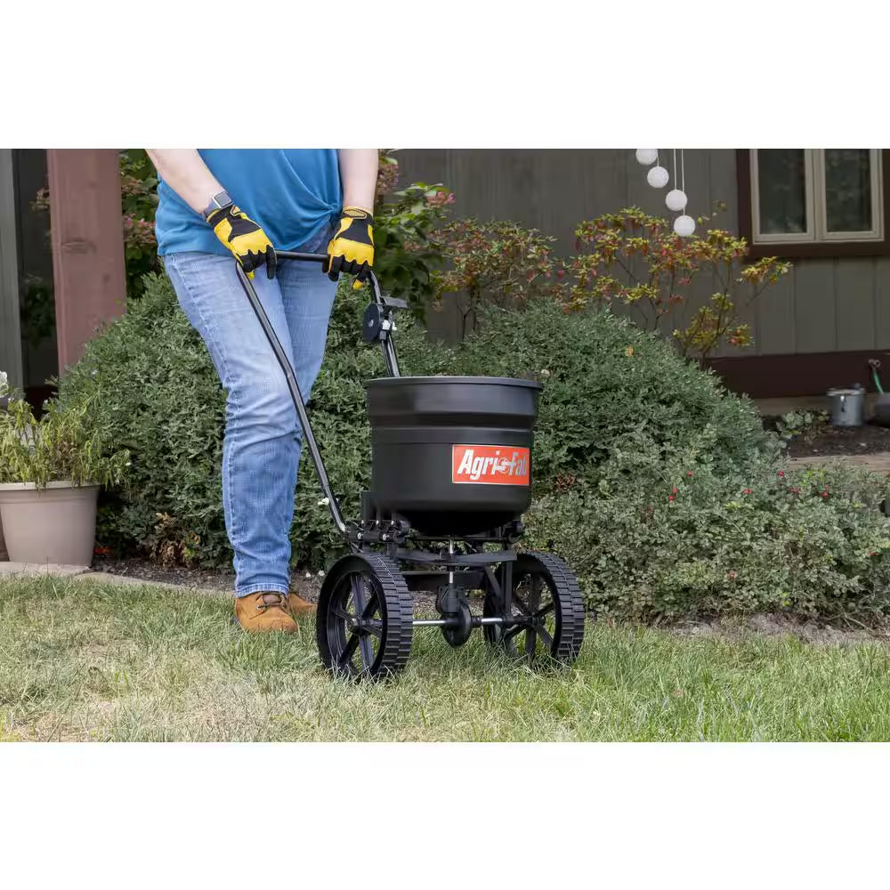 50 Lbs. Capacity Side Deflector Push Broadcast Spreader for Seed, Fertilizer and Ice Melt