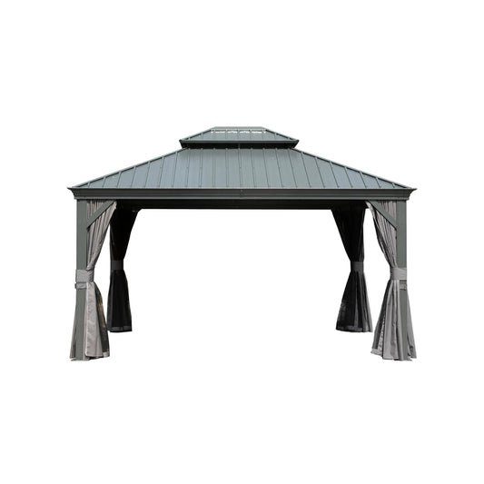 10' x 14' Hardtop Gazebo with Galvanized Steel Double Roof