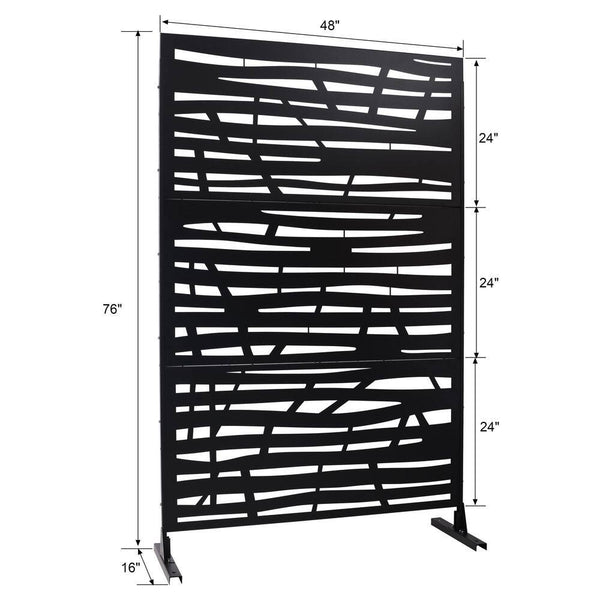 4Ft. X 6.33Ft. Black Outdoor and Indoor Freestanding Metal Privacy Screen Fence Panels (Not Composite)