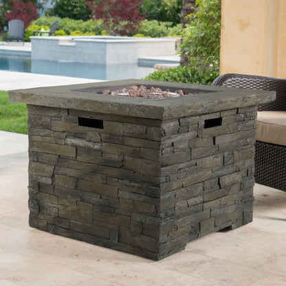 33" Square Stone Gray Fire Pit – 40,000 BTU