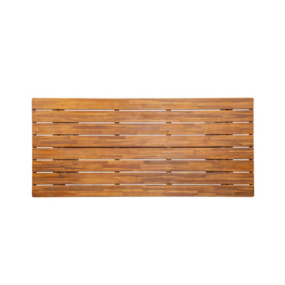 6‑Piece Outdoor Acacia Wood Dining Set with PE Rattan Chairs & Handwoven Rattan Legs