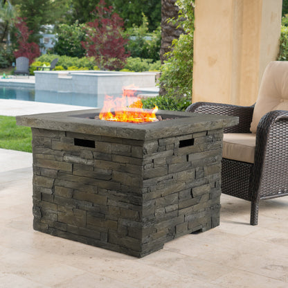 33" Square Stone Gray Fire Pit – 40,000 BTU