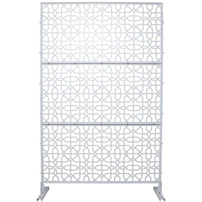 4 Ft. X 6.33 Ft. White Outdoor and Indoor Freestanding Metal Privacy Screen Fence Panels for Lawn Garden (Not Composite)