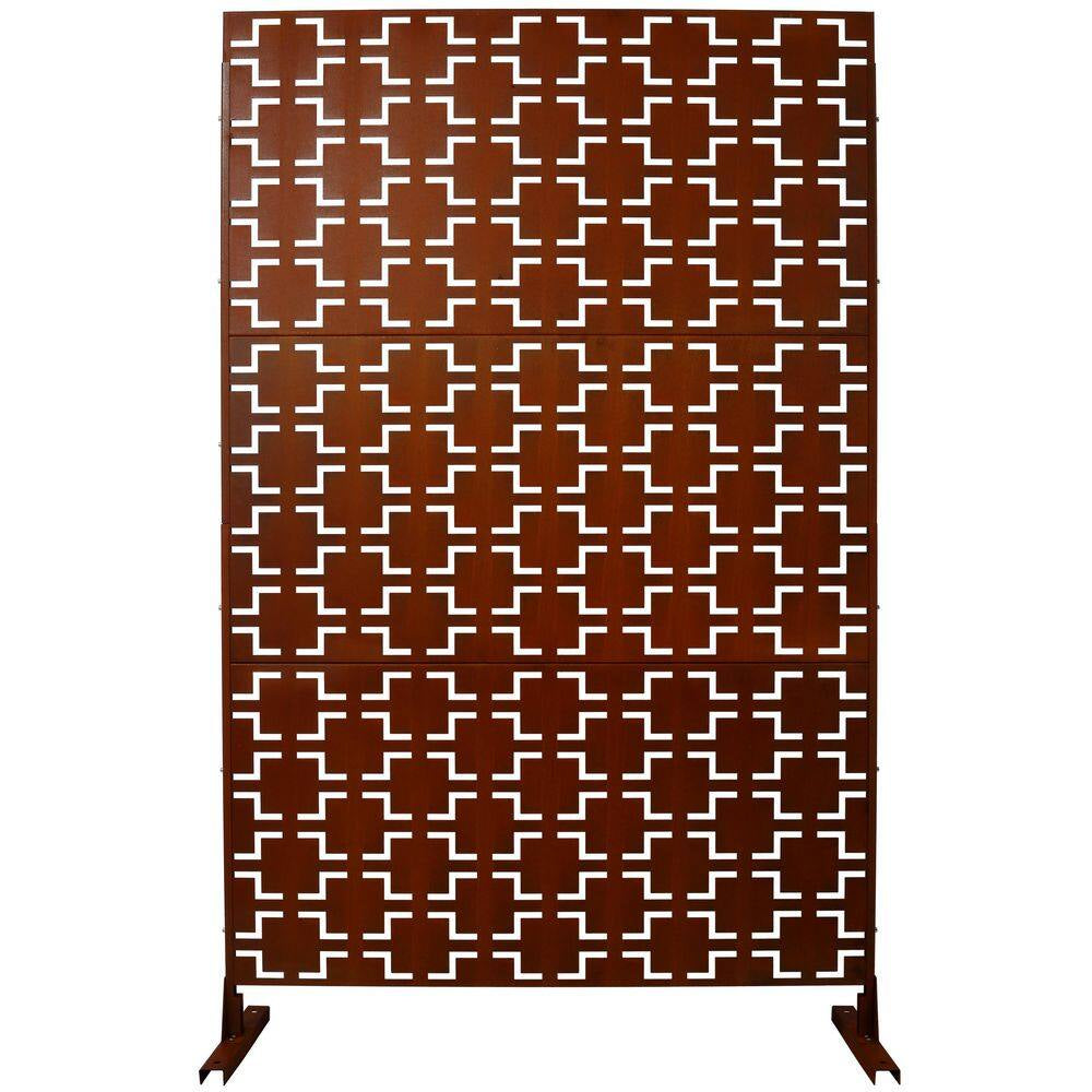 4 Ft. X 6.33 Ft. Rust Red Outdoor Indoor Freestanding Metal Privacy Screen Fence Panels for Lawn Garden (Not Composite)