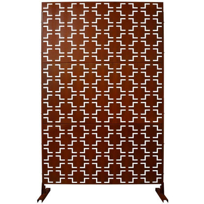 4 Ft. X 6.33 Ft. Rust Red Outdoor Indoor Freestanding Metal Privacy Screen Fence Panels for Lawn Garden (Not Composite)