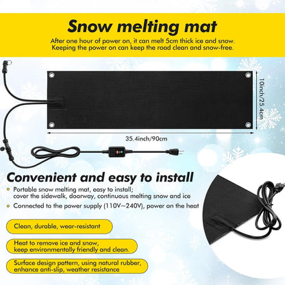 3 Pcs Snow Melting Mat for Stair, 10" X 35"