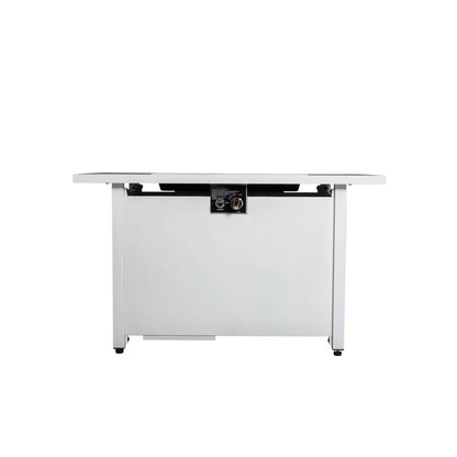 43" Rectangular Outdoor Fire Pit Table – White, 50,000 BTU Adjustable Flame